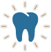 Animated tooth surrounded by lines representing knocked out tooth