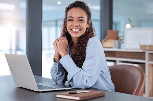 Lady smiles at work