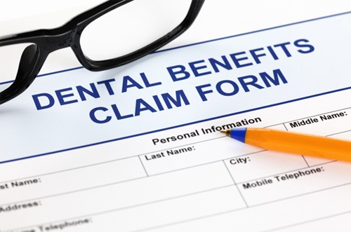 Dental claim form on a table