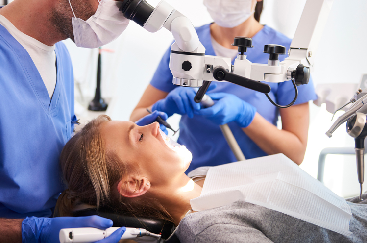 Dental patient receiving dentistry treatment under oral conscious sedation dentistry