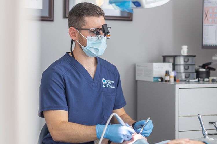 Dental patient receiving dentistry treatment under oral conscious sedation dentistry