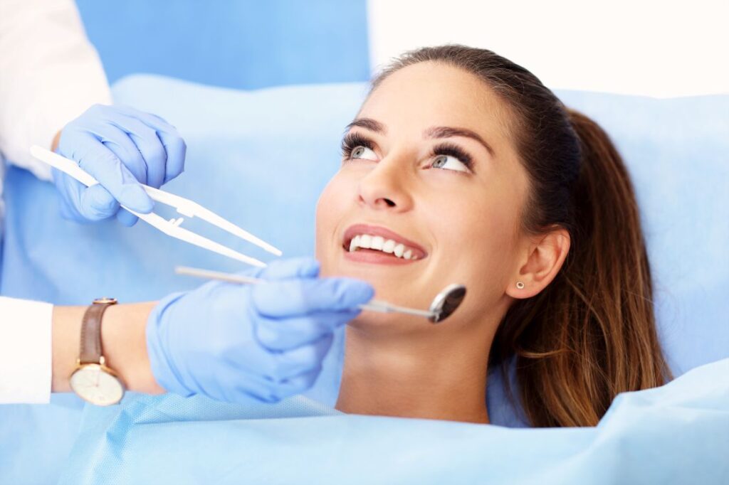 A woman at the dentist’s office